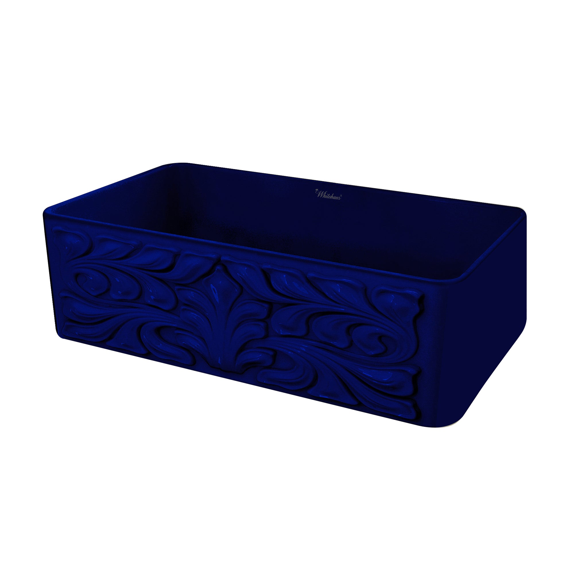 Whitehaus 30" Fireclay Farmhouse Sink, Single Bowl, Blue, WHFLGO3018-BLUE Angled View