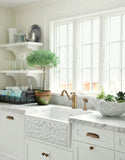 Whitehaus 30" Fireclay Farmhouse Sink, Single Bowl, White, WHFLGO3018-WHITE Lifestyle Image