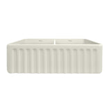 Whitehaus 33" Fireclay Double Bowl Farmhouse Apron Sink, Biscuit, WHFLGO3318-BISCUIT Fluted Front