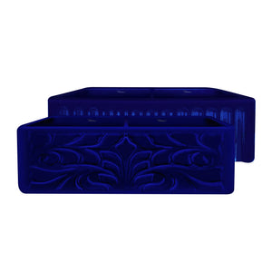 Alternate Image for Whitehaus 33" Fireclay Double Bowl Farmhouse Apron Sink, Blue, WHFLGO3318