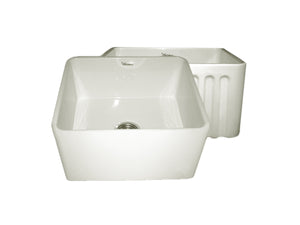 Alternate Image for Whitehaus 20" Fireclay Farmhouse Apron Sink, Reversible, Biscuit, WHFLPLN2018