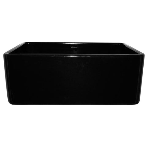 Whitehaus WHFLPLN2418-BLACK Farmhaus Fireclay Reversible Sink with Smooth Front Apron on One Side and Fluted Front Apron on the Opposite Side