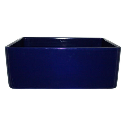 Whitehaus WHFLPLN2418-BLUE Farmhaus Fireclay Reversible Sink with Smooth Front Apron on One Side and Fluted Front Apron on the Opposite Side