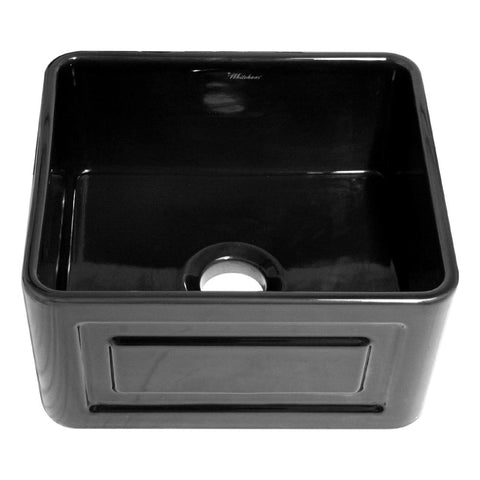 Whitehaus WHFLRPL2018-BLACK Farmhaus Fireclay Reversible Sink with a Raised Panel Front Apron on One Side and Fluted Front Apron on the Opposite Side