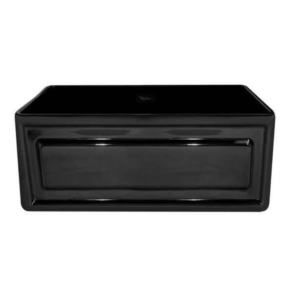 Whitehaus WHFLRPL2418-BLACK Farmhaus Fireclay Reversible Sink with a Raised Panel Front Apron on One Side and Fluted Front Apron on the Opposite Side