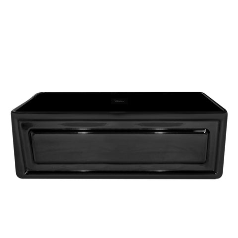Whitehaus WHFLRPL3018-BLACK Farmhaus Fireclay Reversible Sink with a Raised Panel Front Apron on One Side and Fluted Front Apron on the Opposite Side