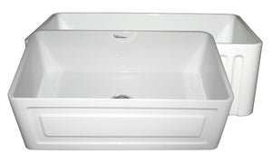Alternate Image for Whitehaus 30" Fireclay Single Bowl Farmhouse Apron Sink, Reversible, White, WHFLRPL3018