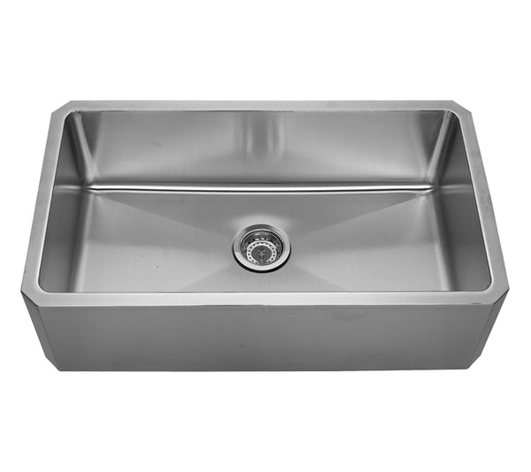Whitehaus WHNAP3218 Noah's Collection Brushed Stainless Steel Single Bowl Front Apron Undermount Sink 