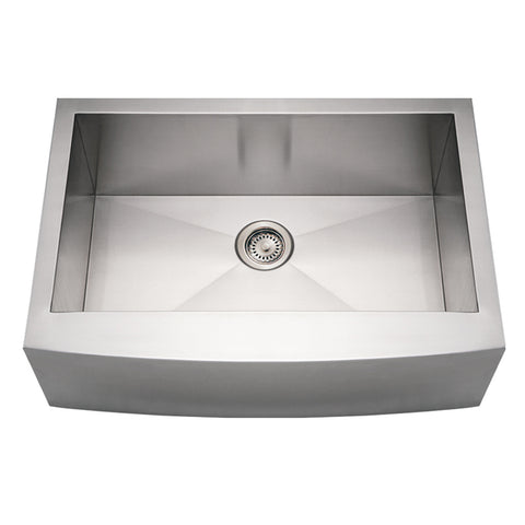 Whitehaus WHNCMAP3021 Noah's Collection Brushed Stainless Steel Commercial Single Bowl Sink with an Arched Front Apron