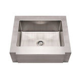 Whitehaus WHNCMAP3026 Noah's Collection Brushed Stainless Steel Commercial Single Bowl Sink with a Decorative Notched Front Apron