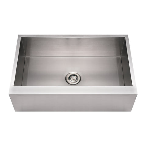 Whitehaus WHNCMAP3321 Noah's Collection Brushed Stainless Steel Commercial Single Bowl Front Apron Sink