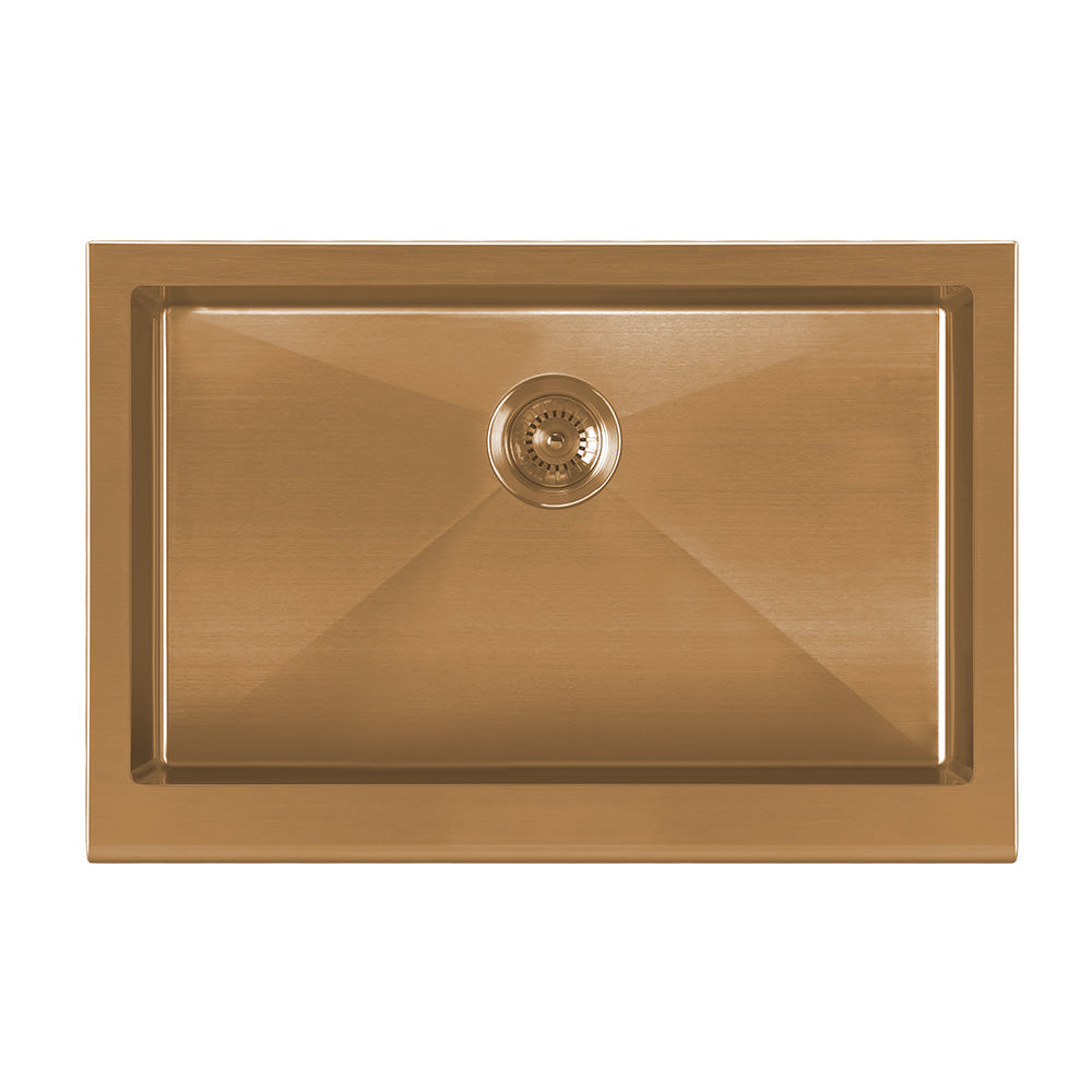 Whitehaus Noah Plus 30" Stainless Steel Farmhouse/Apron Front Kitchen Sink Kit, Copper, WHNPL3020-CO - The Sink Boutique