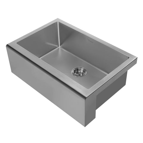 Whitehaus WHNPL3020-GM Noah Plus 16 gauge Single Bowl Undermount Sink Set with a seamless customized front Apron 