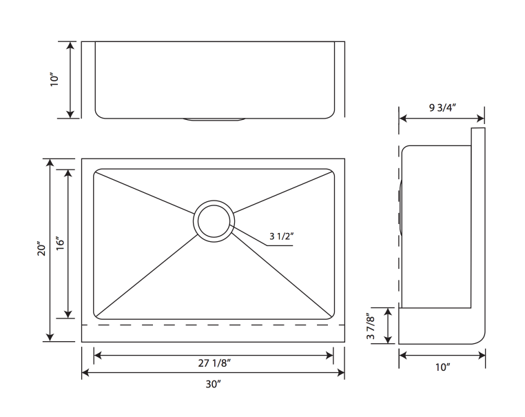 Whitehaus 30" Stainless Steel Farmhouse Apron Sink Kit, Black, WHNPL3020-MBLK - The Sink Boutique