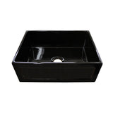 Whitehaus WHPLCON2719 Farmhaus Fireclay Reversible 27" Sink with a Plain Front Apron in Black - The Sink Boutique