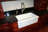 Whitehaus 30" Fireclay Farmhouse Apron Sink, White, Reversible, WHQ330 - The Sink Boutique