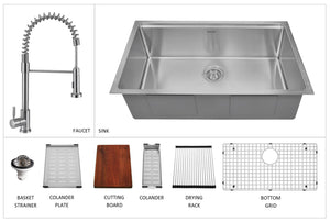 Alternate Image for Karran 32" Undermount Stainless Steel Workstation Kitchen Sink with Faucet and Accessories, 16 Gauge, WS-37-PK2