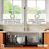Karran 32" Undermount Stainless Steel Workstation Kitchen Sink with Faucet and Accessories, 60/40 Double Bowl, 16 Gauge, WS-40-PK2