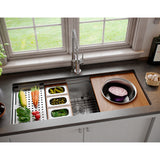 Karran 45" Undermount Stainless Steel Workstation Kitchen Sink with Accessories, 16 Gauge, WS-100-PK1