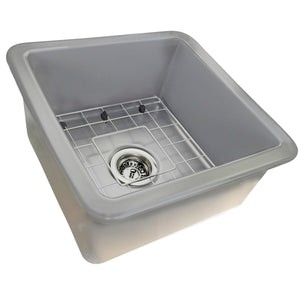 Alternate Image for Nantucket Sinks Cape 18" Dual Mount Fireclay Kitchen Sink with Accessories, Matte Grey, Wellfleet-1818GR