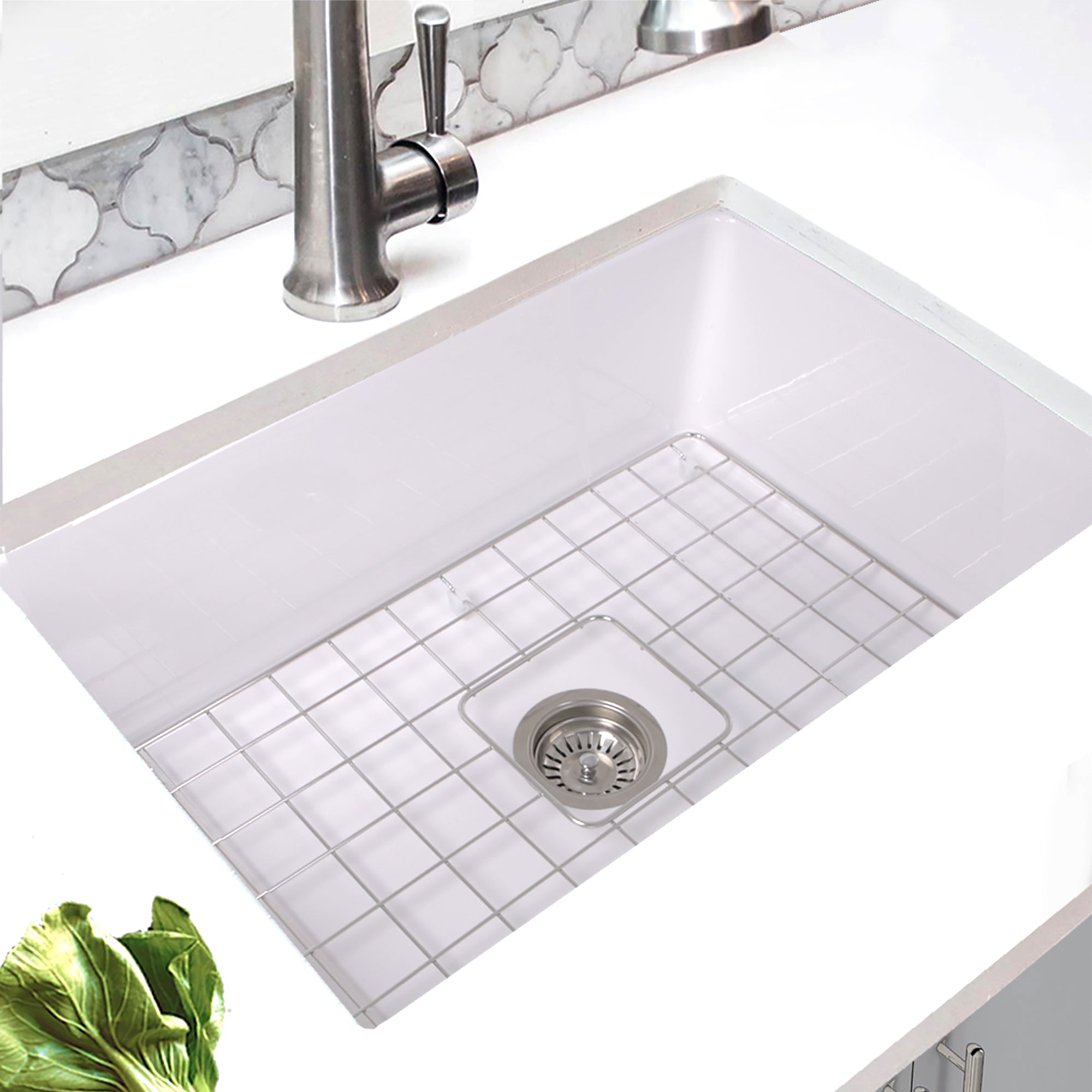 Nantucket Sinks Cape 27" Fireclay Kitchen Sink, White, Wellfleet-2719W - The Sink Boutique