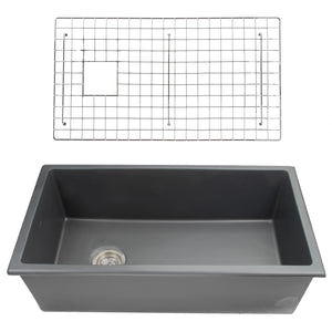 Alternate Image for Nantucket Sinks Cape 34" Dual Mount Fireclay Kitchen Sink with Accessories, Matte Black, Wellfleet-3419MatteBlack