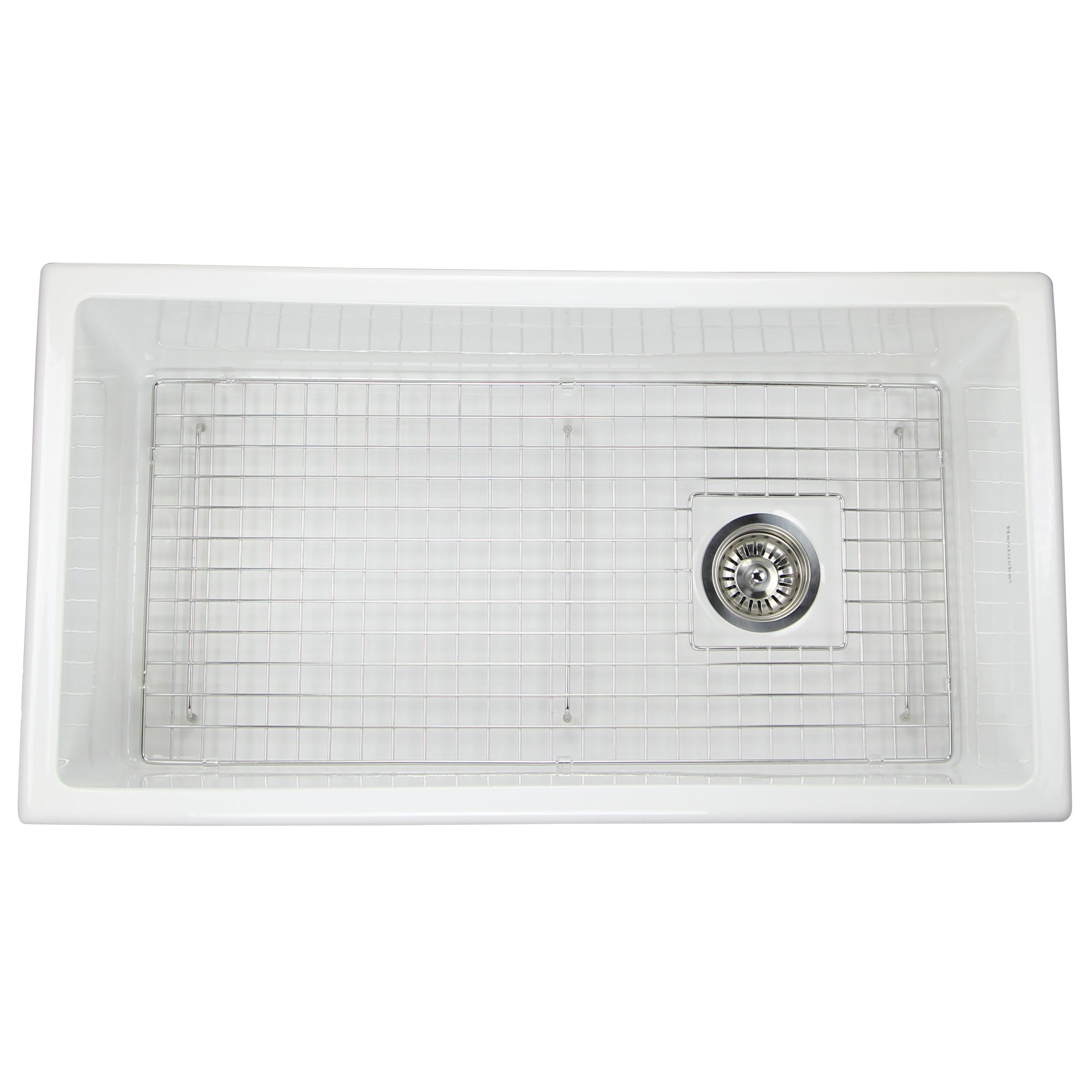 Nantucket Sinks Cape 34" Dual Mount Fireclay Kitchen Sink with Accessories, White, Wellfleet-3419W