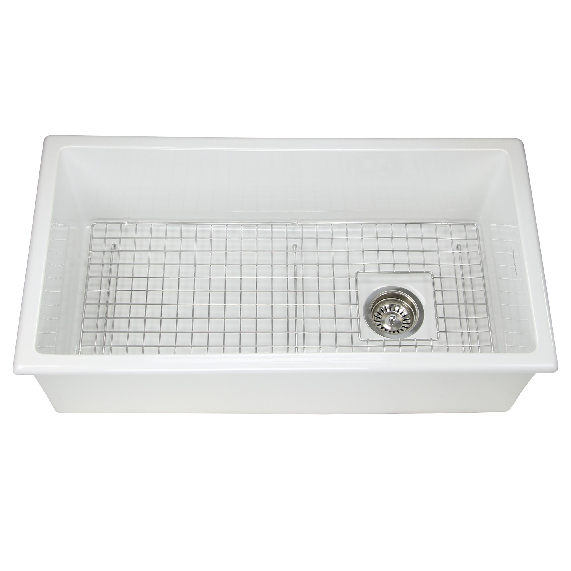 Nantucket Sinks Cape 34" Dual Mount Fireclay Kitchen Sink with Accessories, White, Wellfleet-3419W