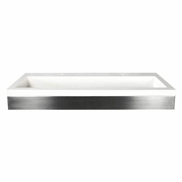 Native Trails 48" Zaca Rectangle Vanity Base with NativeStone Trough Sink in Pearl, VNS48S-NSL4819-P