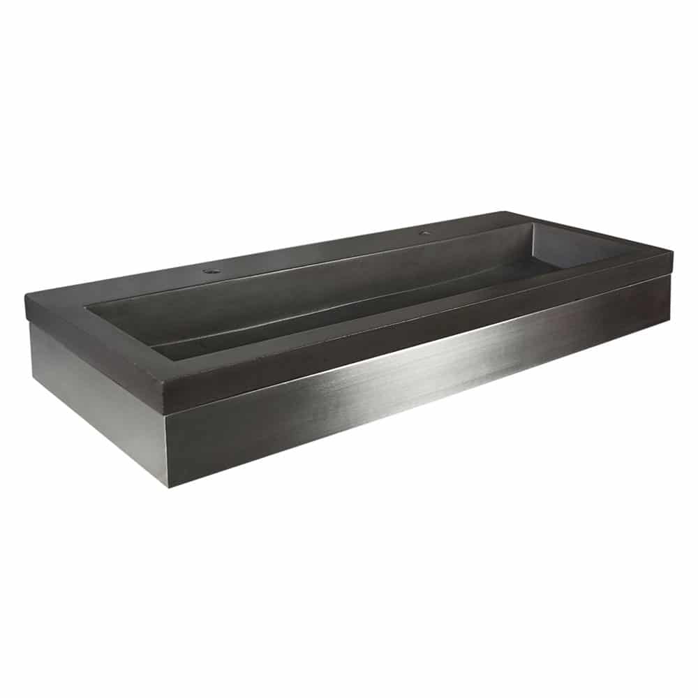 Native Trails 48" Zaca Rectangle Vanity Base with NativeStone Trough Sink in Slate, VNS48S-NSL4819-S