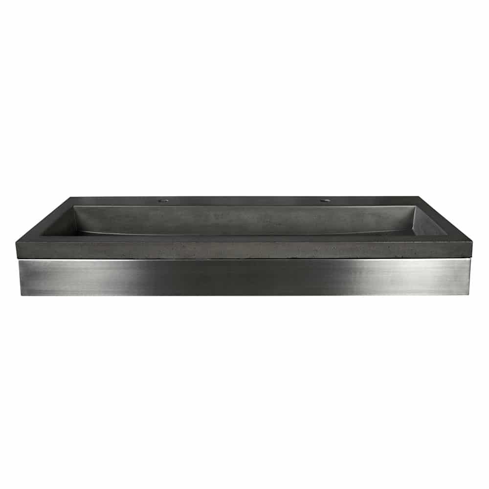 Native Trails 48" Zaca Rectangle Vanity Base with NativeStone Trough Sink in Slate, VNS48S-NSL4819-S
