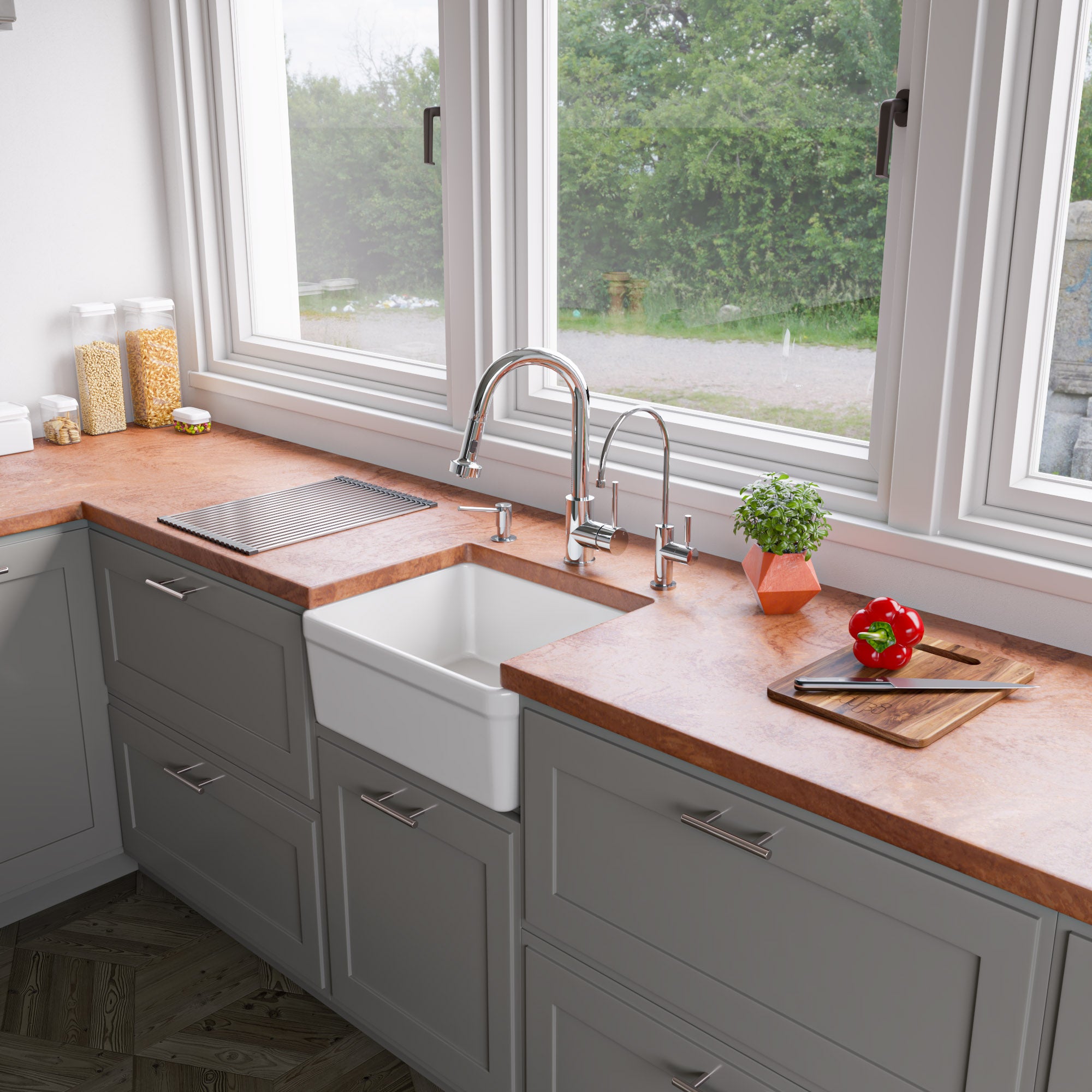 Alternate Image for ALFI brand 20" Single Bowl Apron Fireclay Farmhouse Kitchen Sink, White, AB507