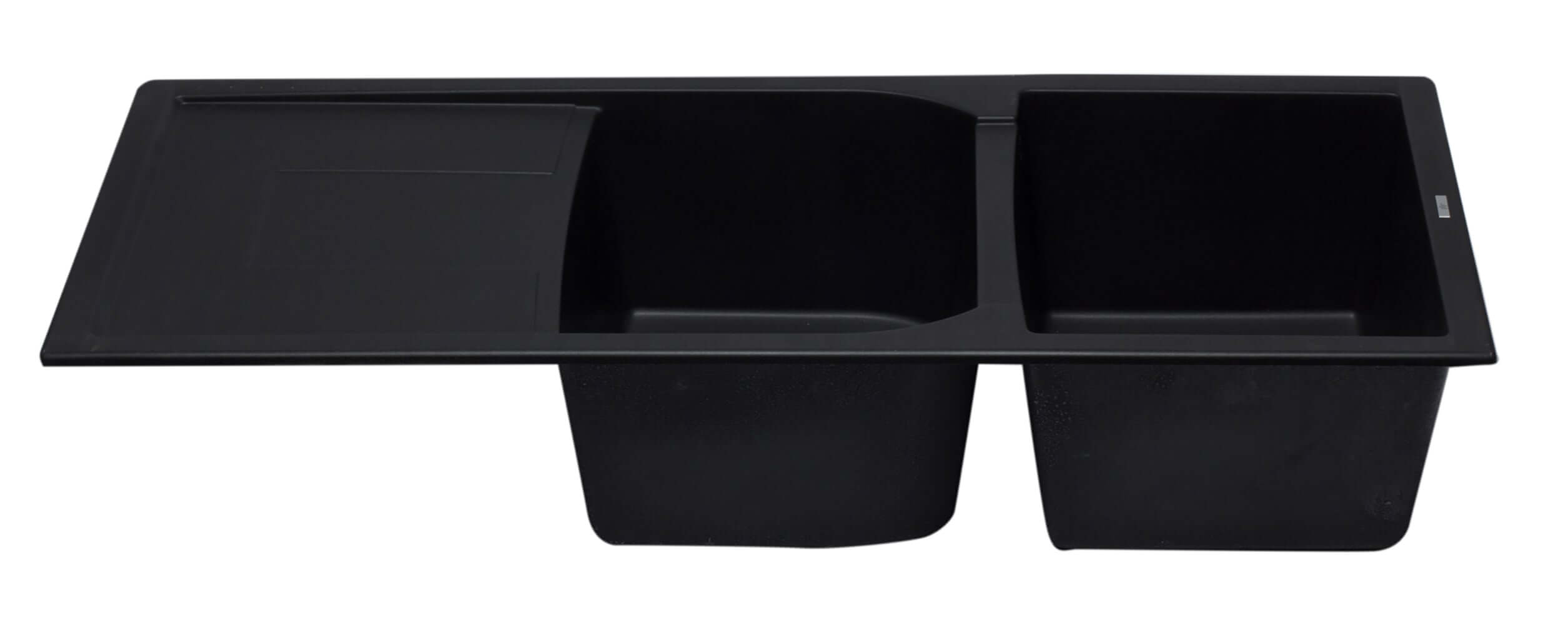 ALFI Black 46" Double Bowl Granite Composite Kitchen Sink with Drainboard, AB4620DI-BLA - The Sink Boutique