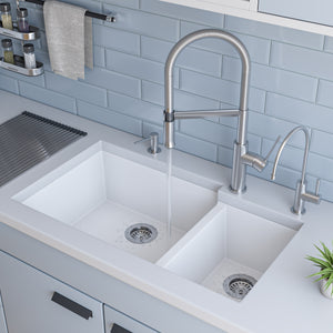 Alternate Image for ALFI White 34" Double Bowl Undermount Granite Composite Kitchen Sink, AB3319UM-W
