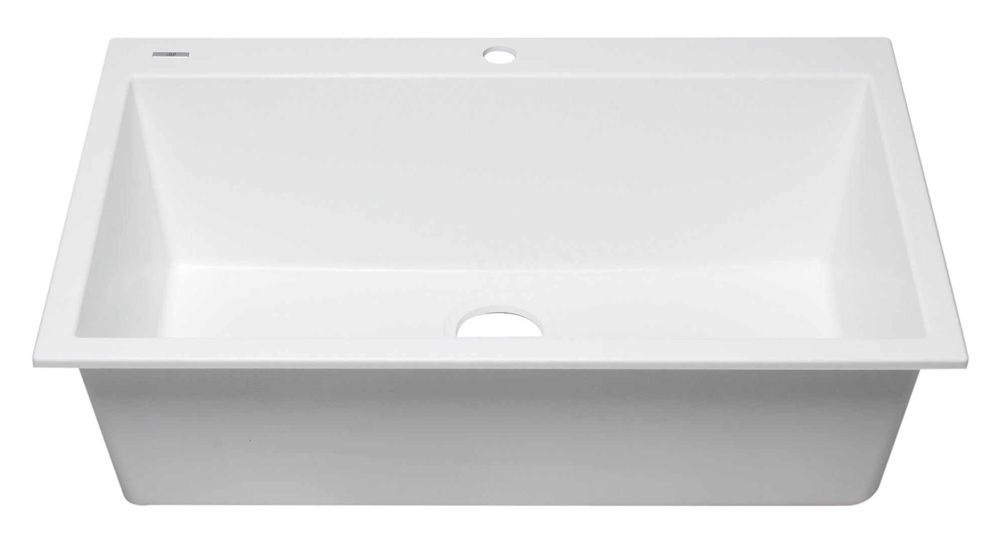 ALFI White 33" Single Bowl Drop In Granite Composite Kitchen Sink, AB3322DI-W