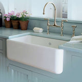 Rohl Shaws 30" Fireclay Single Bowl Thick Farmhouse Apron Kitchen Sink, White, RC3018WH - The Sink Boutique