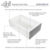 ALFI 30" Single Bowl Thick Wall Fireclay Farmhouse Apron Sink, White, AB3018SB-W