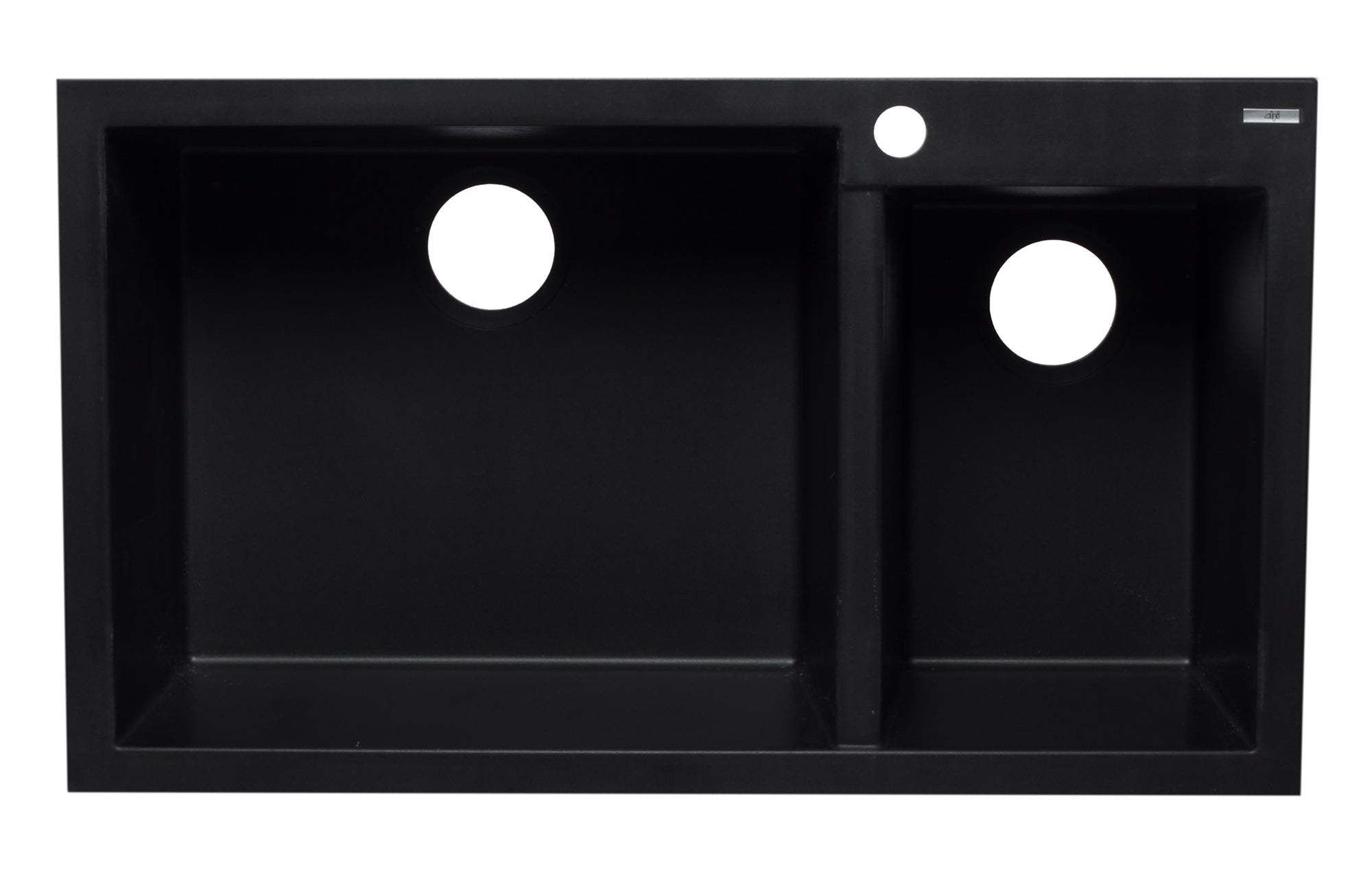 ALFI Black 34" Double Bowl Drop In Granite Composite Kitchen Sink, AB3319DI-BLA