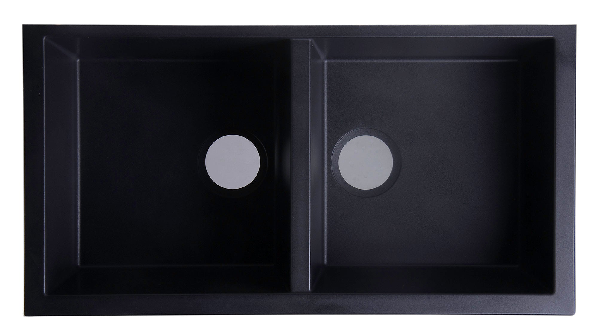 ALFI Black 34" Undermount Double Bowl Granite Composite Kitchen Sink, AB3420UM-BLA