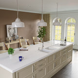 ALFI 46" Double Bowl Granite Composite Kitchen Sink with Drainboard, White, AB4620DI-W