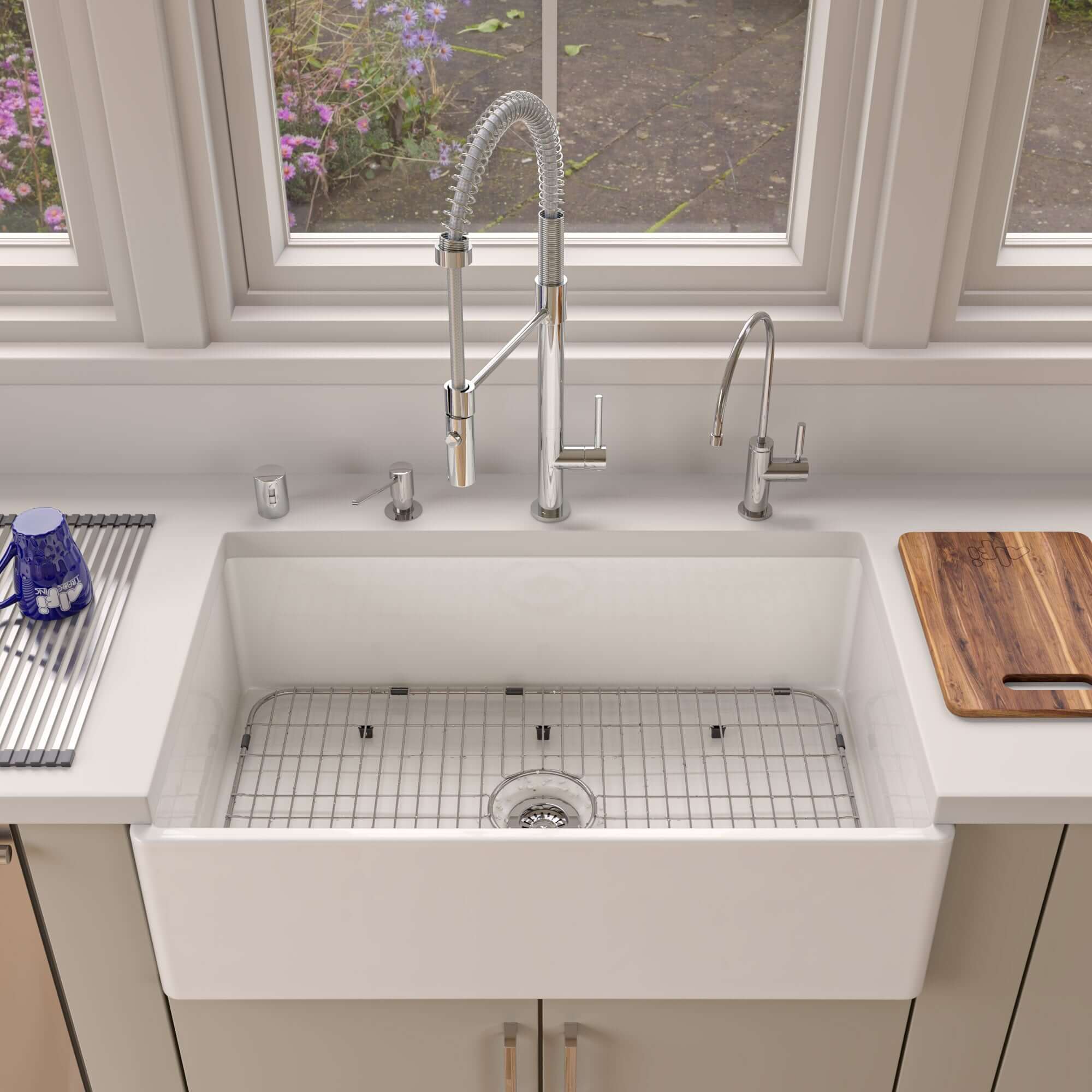 ALFI 33" Single Bowl Fireclay Farmhouse Apron Sink, White, AB533-W