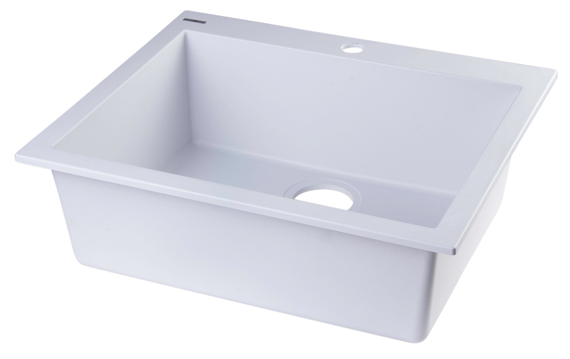 ALFI White 24" Drop-In Single Bowl Granite Composite Kitchen Sink, AB2420DI-W