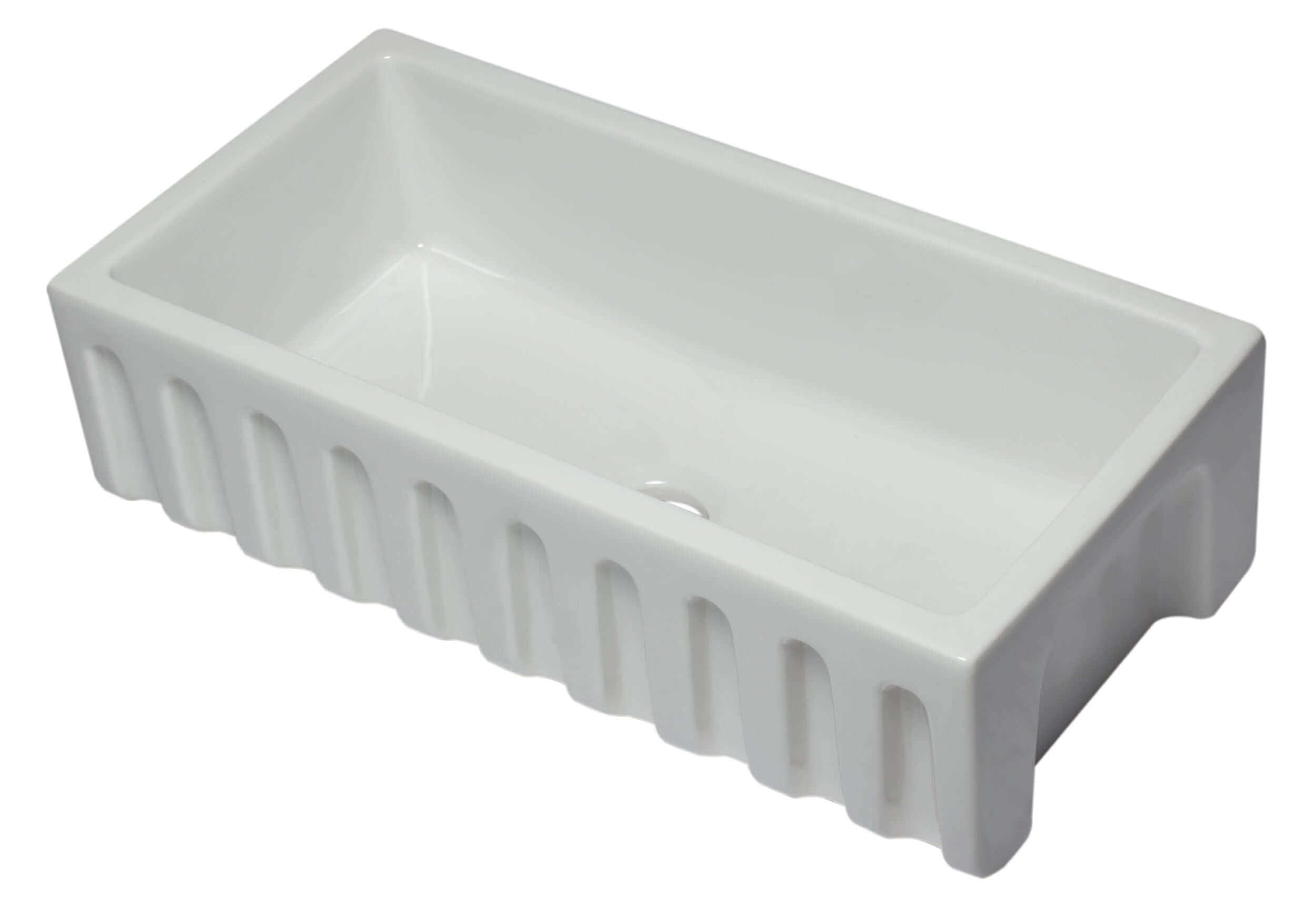 ALFI 36" Single Bowl Fireclay Farmhouse Kitchen Sink, White, Reversible, AB3618HS-W