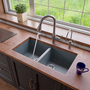 Alternate Image for ALFI brand AB3420UM-T Titanium 34" Undermount Double Bowl Granite Composite Kitchen Sink