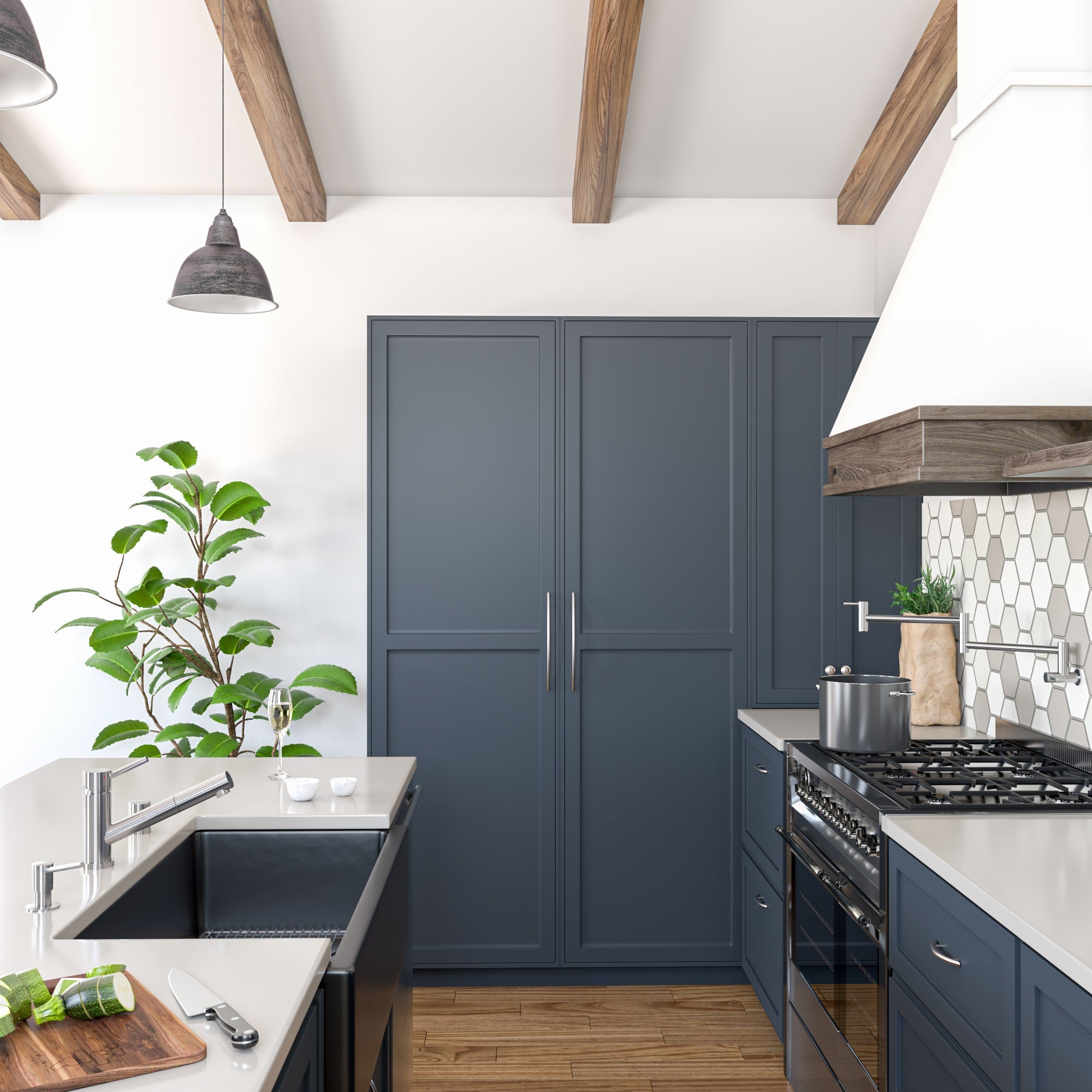 ALFI 36" Single Bowl Fireclay Farmhouse Kitchen Sink, Black Gloss, Reversible, AB3618HS-BG