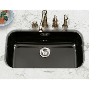 Alternate Image for Houzer 31" Porcelain Enamel Steel Undermount Single Bowl Kitchen Sink, Black, PCG-3600 BL