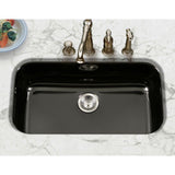 Houzer 31" Porcelain Enamel Steel Undermount Single Bowl Kitchen Sink, Black, PCG-3600 BL - The Sink Boutique