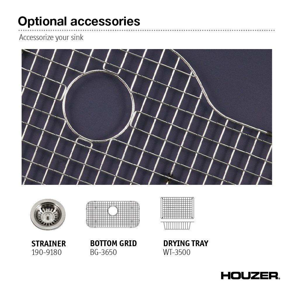 Houzer 31" Porcelain Enamel Steel Undermount Single Bowl Kitchen Sink, Black, PCG-3600 BL - The Sink Boutique