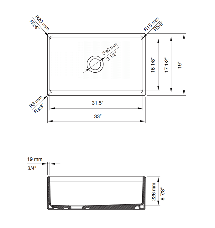 BOCCHI Contempo 33" Fireclay Workstation Farmhouse Sink with Accessories, Biscuit, 1504-014-0120