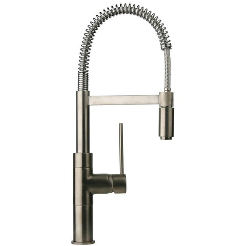 Latoscana Elba Single Handle Kitchen Faucet with Spring Spout, Brushed Nickel, 78PW556 - The Sink Boutique
